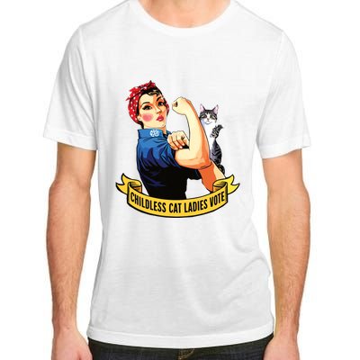 Funny Vintage Childless Cat Ladies Vote Rosie The Riveter Adult ChromaSoft Performance T-Shirt