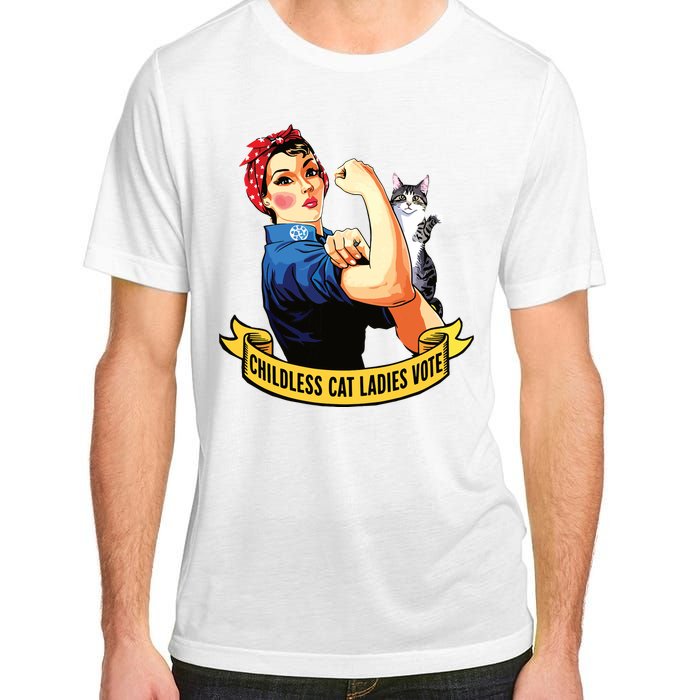 Funny Vintage Childless Cat Ladies Vote Rosie The Riveter Adult ChromaSoft Performance T-Shirt