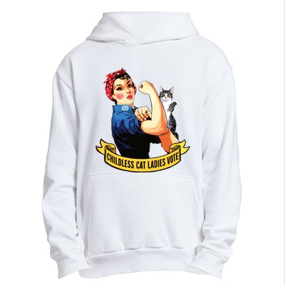 Funny Vintage Childless Cat Ladies Vote Rosie The Riveter Urban Pullover Hoodie