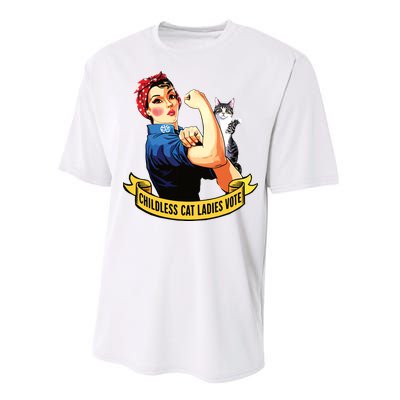 Funny Vintage Childless Cat Ladies Vote Rosie The Riveter Performance Sprint T-Shirt