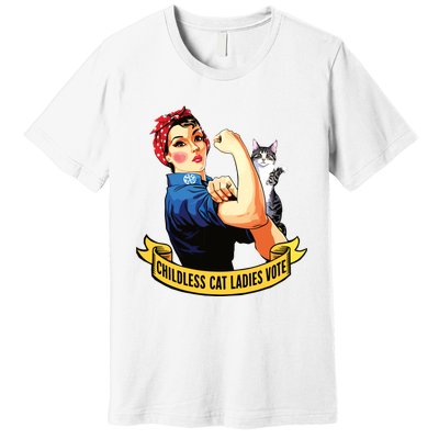 Funny Vintage Childless Cat Ladies Vote Rosie The Riveter Premium T-Shirt