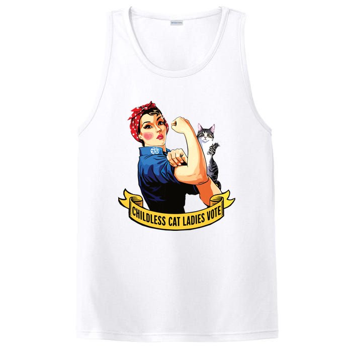 Funny Vintage Childless Cat Ladies Vote Rosie The Riveter PosiCharge Competitor Tank