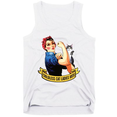 Funny Vintage Childless Cat Ladies Vote Rosie The Riveter Tank Top