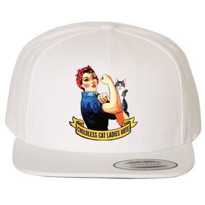 Funny Vintage Childless Cat Ladies Vote Rosie The Riveter Wool Snapback Cap