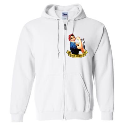 Funny Vintage Childless Cat Ladies Vote Rosie The Riveter Full Zip Hoodie