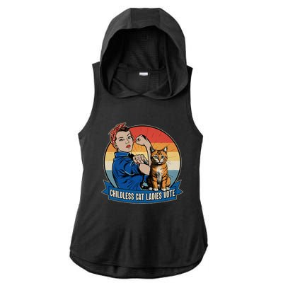 Funny Vintage Childless Cat Ladies Vote Kamala Harris 2024 Election Ladies PosiCharge Tri-Blend Wicking Draft Hoodie Tank