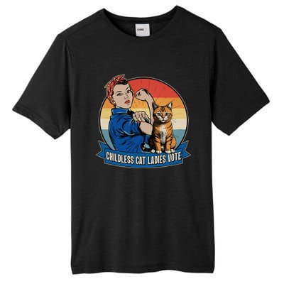 Funny Vintage Childless Cat Ladies Vote Kamala Harris 2024 Election Tall Fusion ChromaSoft Performance T-Shirt