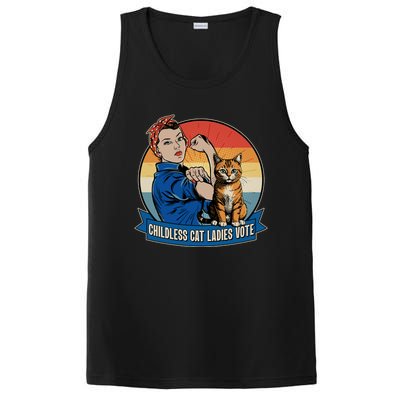 Funny Vintage Childless Cat Ladies Vote Kamala Harris 2024 Election PosiCharge Competitor Tank