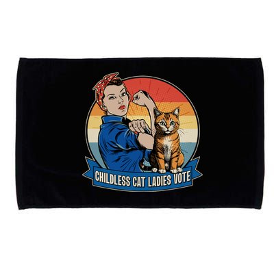 Funny Vintage Childless Cat Ladies Vote Kamala Harris 2024 Election Microfiber Hand Towel