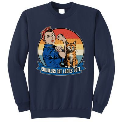 Funny Vintage Childless Cat Ladies Vote Kamala Harris 2024 Election Sweatshirt