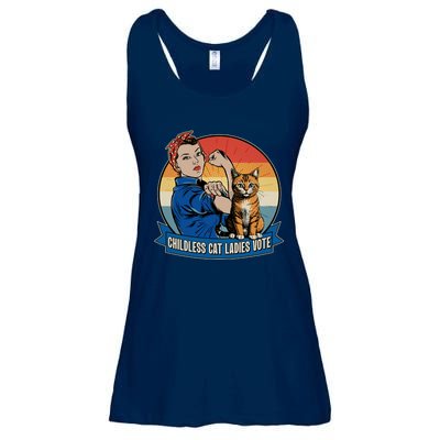 Funny Vintage Childless Cat Ladies Vote Kamala Harris 2024 Election Ladies Essential Flowy Tank