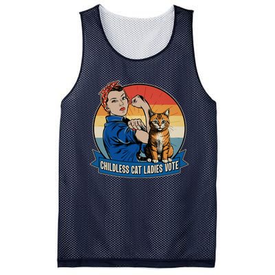 Funny Vintage Childless Cat Ladies Vote Kamala Harris 2024 Election Mesh Reversible Basketball Jersey Tank