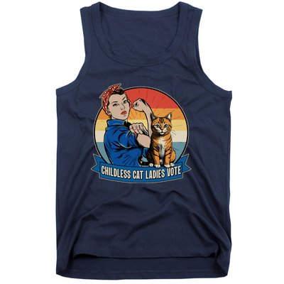 Funny Vintage Childless Cat Ladies Vote Kamala Harris 2024 Election Tank Top