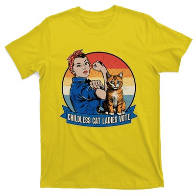 Funny Vintage Childless Cat Ladies Vote Kamala Harris 2024 Election T-Shirt