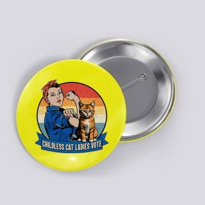 Funny Vintage Childless Cat Ladies Vote Kamala Harris 2024 Election Button