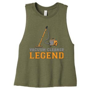 Funny Vacuum Cleaner Legend Housekeeping Hoover Cleaning Women's Racerback Cropped Tank