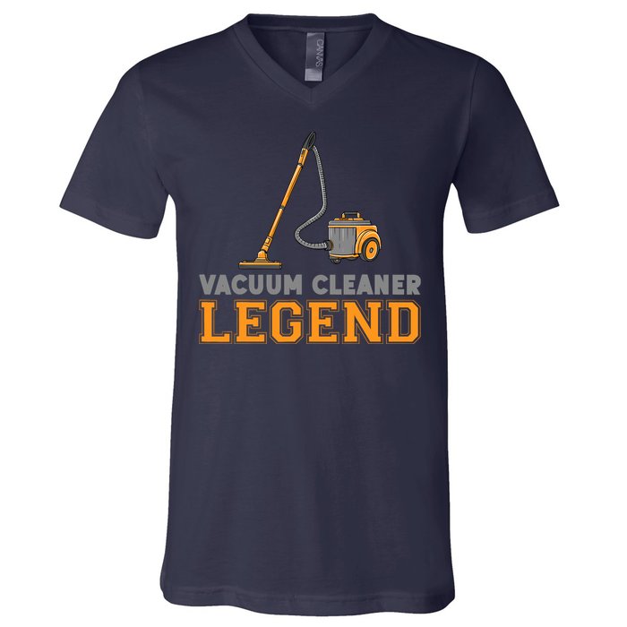 Funny Vacuum Cleaner Legend Housekeeping Hoover Cleaning V-Neck T-Shirt