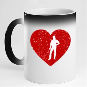 Fencing Valentine Day Gift For Fencing Lover Heart Cute Gift 11oz Black Color Changing Mug