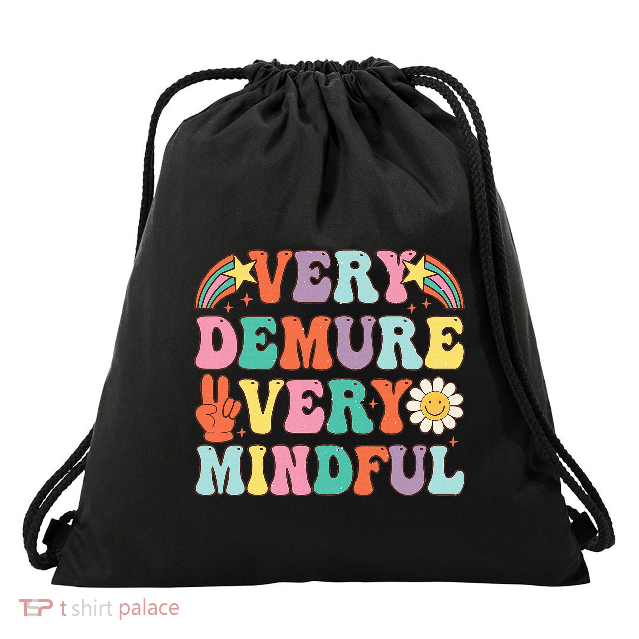 Funny Very Demure Very Mindful Trend Demure & Mindful Drawstring Bag