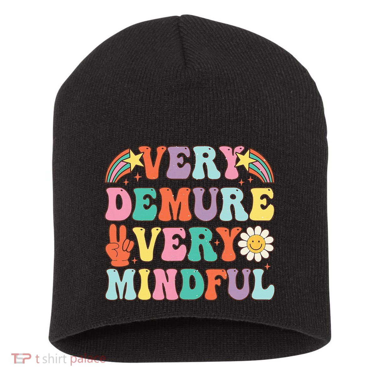 Funny Very Demure Very Mindful Trend Demure & Mindful Short Acrylic Beanie