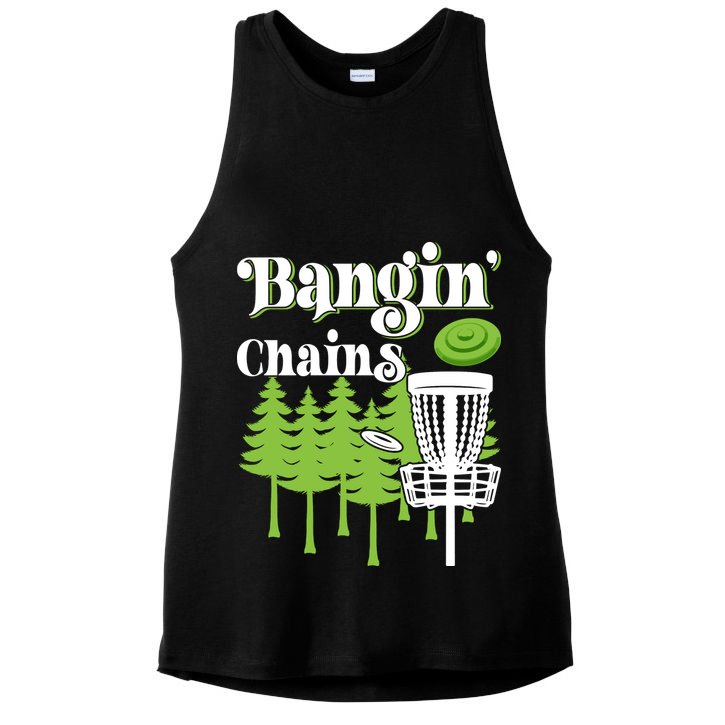 Funny Vintage Disc Golf Bangin' Chains Ladies PosiCharge Tri-Blend Wicking Tank