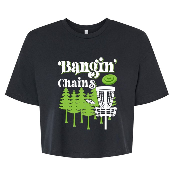 Funny Vintage Disc Golf Bangin' Chains Bella+Canvas Jersey Crop Tee