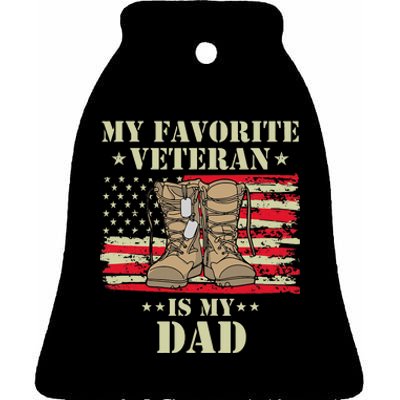 Father Veterans Day My Favorite Veteran Is My Dad Proud Kids Ceramic Bell Ornament