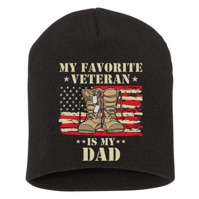 Father Veterans Day My Favorite Veteran Is My Dad Proud Kids Short Acrylic Beanie