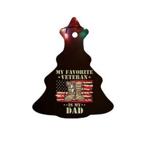 Father Veterans Day My Favorite Veteran Is My Dad Proud Kids Ceramic Tree Ornament