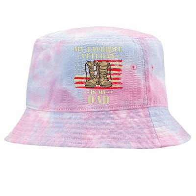 Father Veterans Day My Favorite Veteran Is My Dad Proud Kids Tie-Dyed Bucket Hat