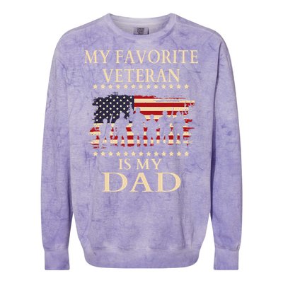 Father Veterans Day My Favorite Veteran Is My Dad Proud Kids Colorblast Crewneck Sweatshirt