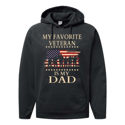 Father Veterans Day My Favorite Veteran Is My Dad Proud Kids Performance Fleece Hoodie