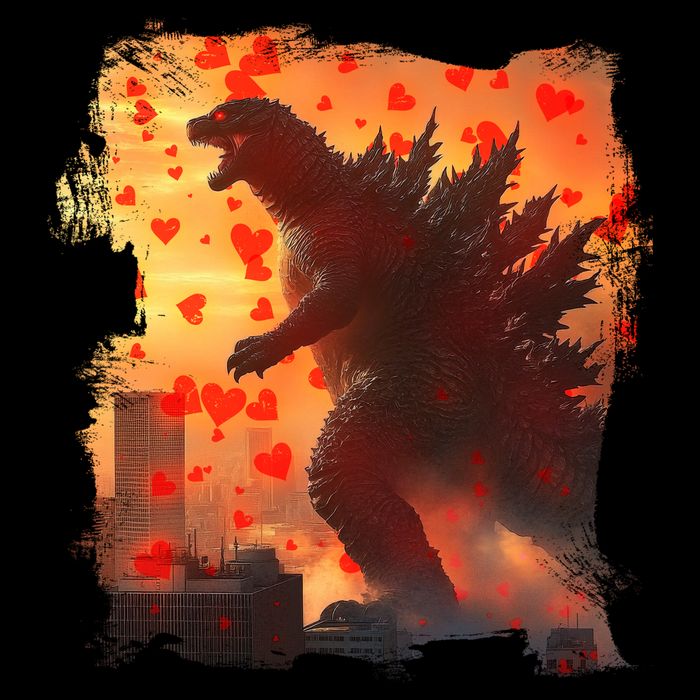 Funny Valentines Day Japanese Kaiju Monster USA-Made Doggie Bandana