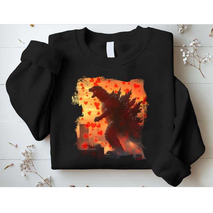Funny Valentines Day Japanese Kaiju Monster Sweatshirt