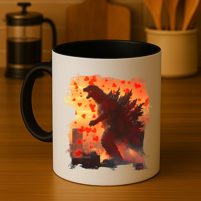 Funny Valentines Day Japanese Kaiju Monster Mug