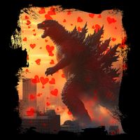 Funny Valentines Day Japanese Kaiju Monster Flatbill Hat