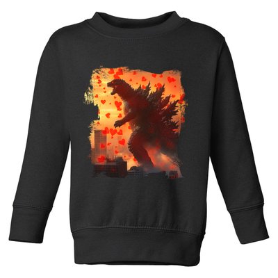 Funny Valentines Day Japanese Kaiju Monster Toddler Sweatshirt