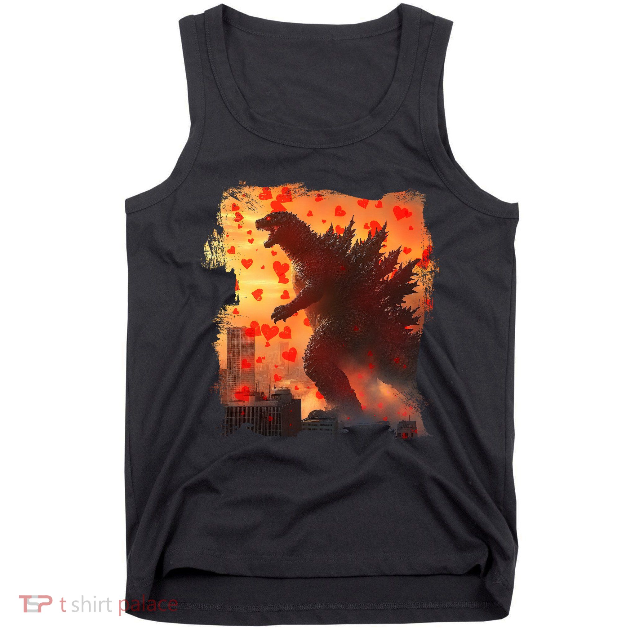 Funny Valentines Day Japanese Kaiju Monster Tank Top