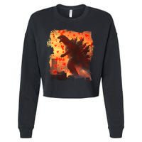 Funny Valentines Day Japanese Kaiju Monster Cropped Pullover Crew
