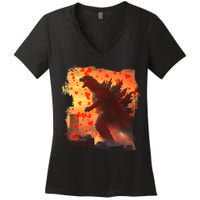 Funny Valentines Day Japanese Kaiju Monster Women's V-Neck T-Shirt