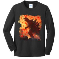 Funny Valentines Day Japanese Kaiju Monster Kids Long Sleeve Shirt