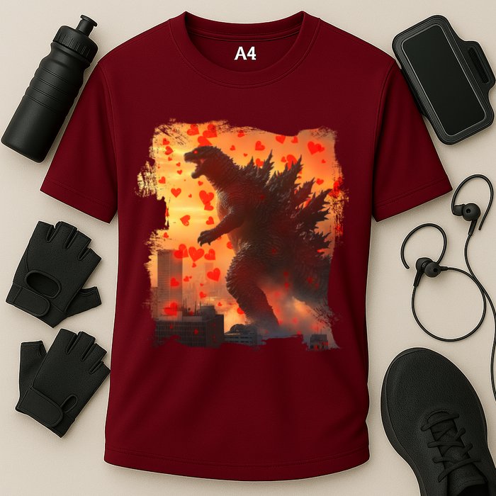 Funny Valentines Day Japanese Kaiju Monster Performance Shirt