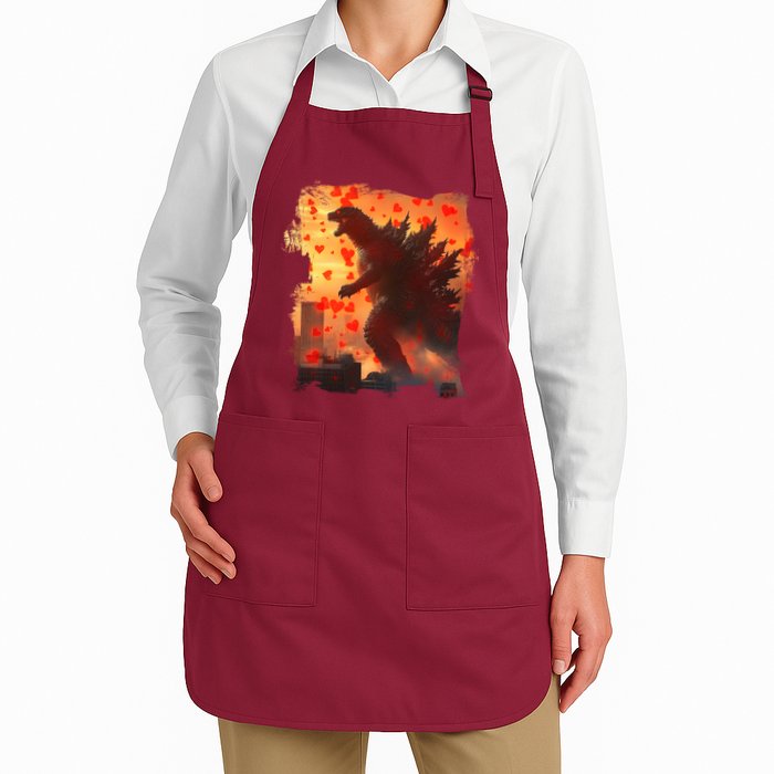 Funny Valentines Day Japanese Kaiju Monster Apron
