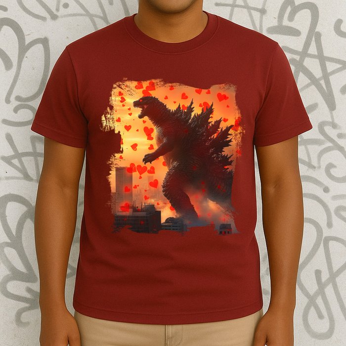 Funny Valentines Day Japanese Kaiju Monster T-Shirt