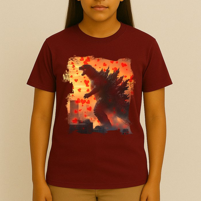Funny Valentines Day Japanese Kaiju Monster T-Shirt