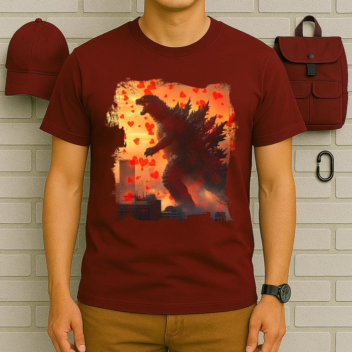 Funny Valentines Day Japanese Kaiju Monster T-Shirt