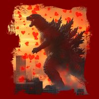 Funny Valentines Day Japanese Kaiju Monster T-Shirt