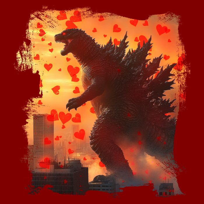 Funny Valentines Day Japanese Kaiju Monster T-Shirt