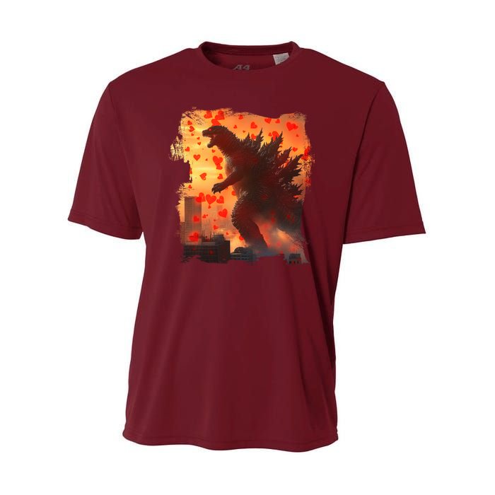 Funny Valentines Day Japanese Kaiju Monster Youth Performance Sprint T-Shirt