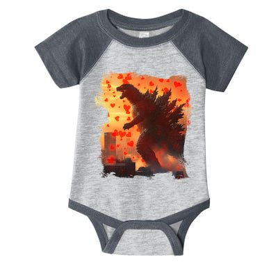 Funny Valentines Day Japanese Kaiju Monster Infant Baby Jersey Bodysuit